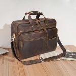 Large Leather Business Briefcase for Men 18" Napa Leather Laptop Case Messenger Bag Fits 17.3" Laptop (Black) - Image 8